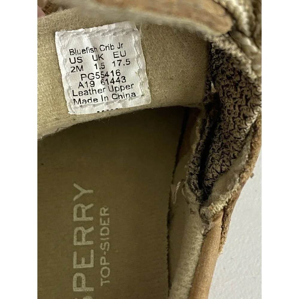Sperry Baby Toddler Shoes Size 2M 2 Months  Boat Shoes Brown Slip On Hook & Loop